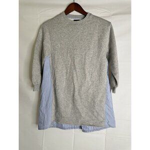 Zara Gray Sweatshirt Stripped Dress Shirt Attached Long Sleeves Girls Size 9-10